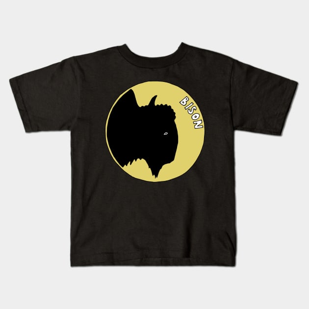 Bison Kids T-Shirt by HanDraw